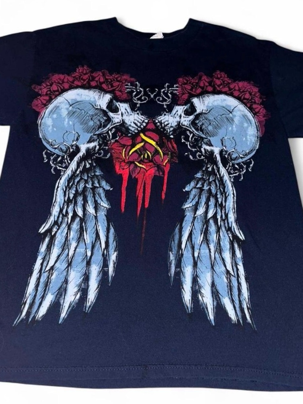 VTG Y2K Skeleton Skull Angels Punk Artwork T Shirt Men’s M